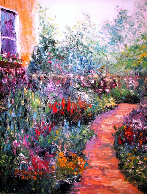 Garden Scene in Palette Knife